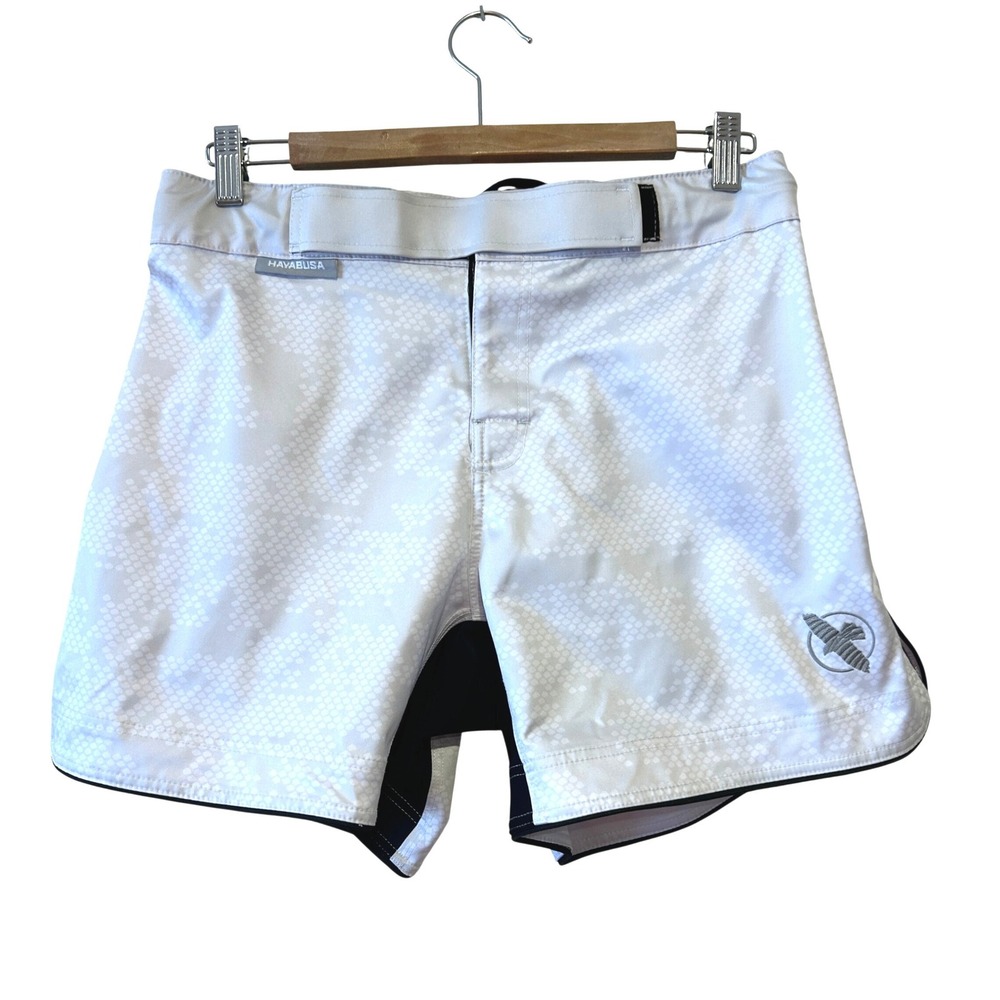Hayabusa Fight Shorts Sz M White Snakeskin 6" Inseam MMA Grappling Training